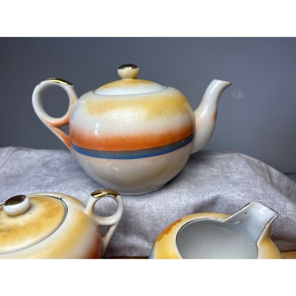 Japanese Hand-Painted Tea Set Floral Pattern - Teapot Creamer Sugar Bowl Cups & - Picture 13 of 16